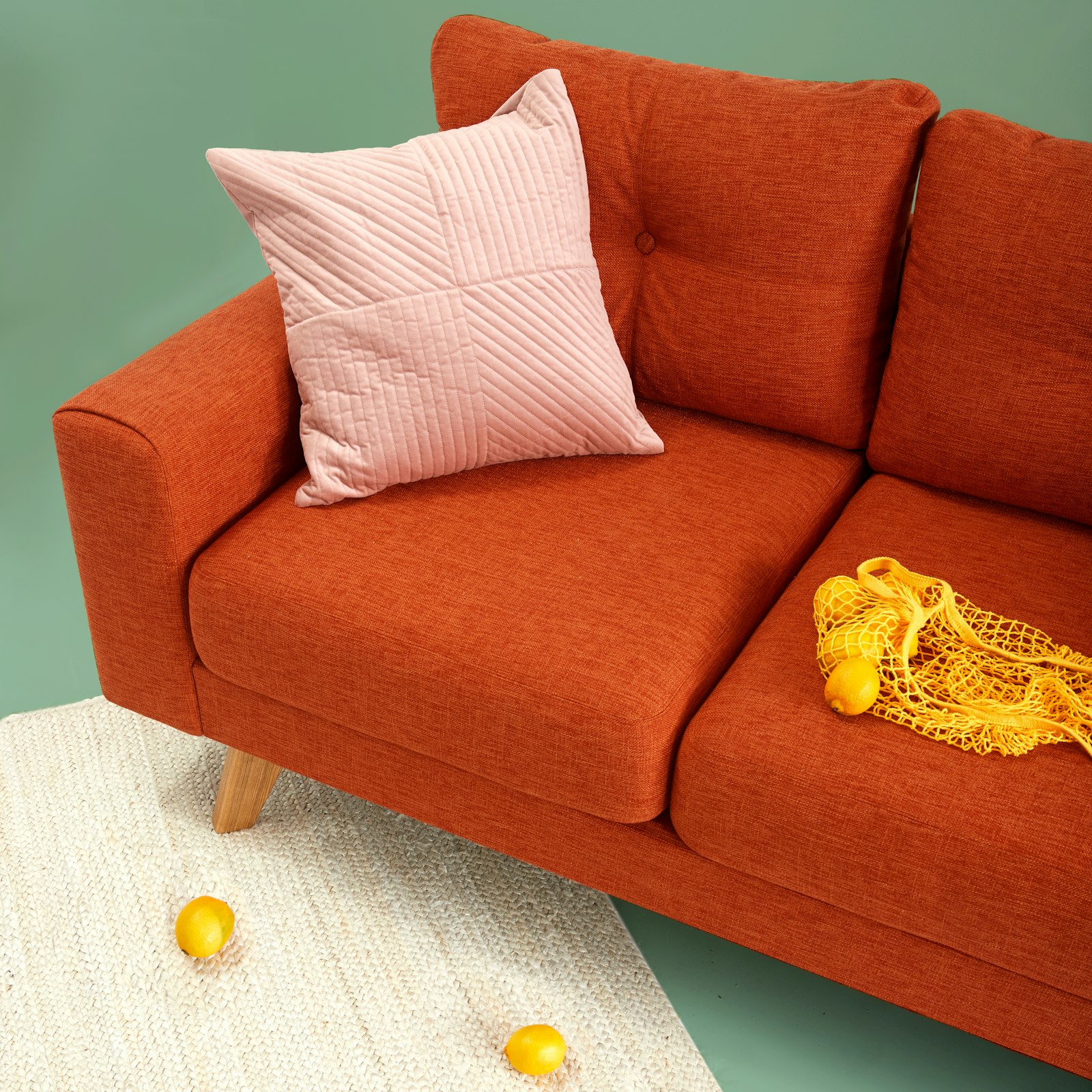 Brown leather sofa in a living room